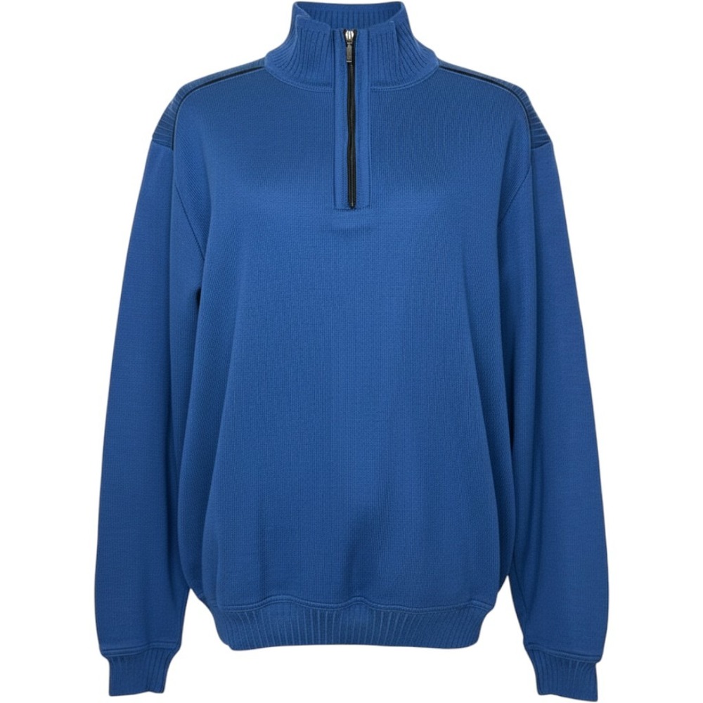 St. Croix Mens Blue Quarter Zip Ribbed Pullover Sweater Made in USA Size S